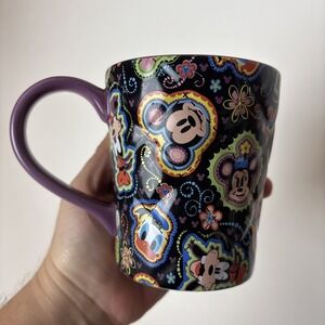 Disney Parks 3D Purple / Black Quilted Look Ceramic Coffee Tea Mug